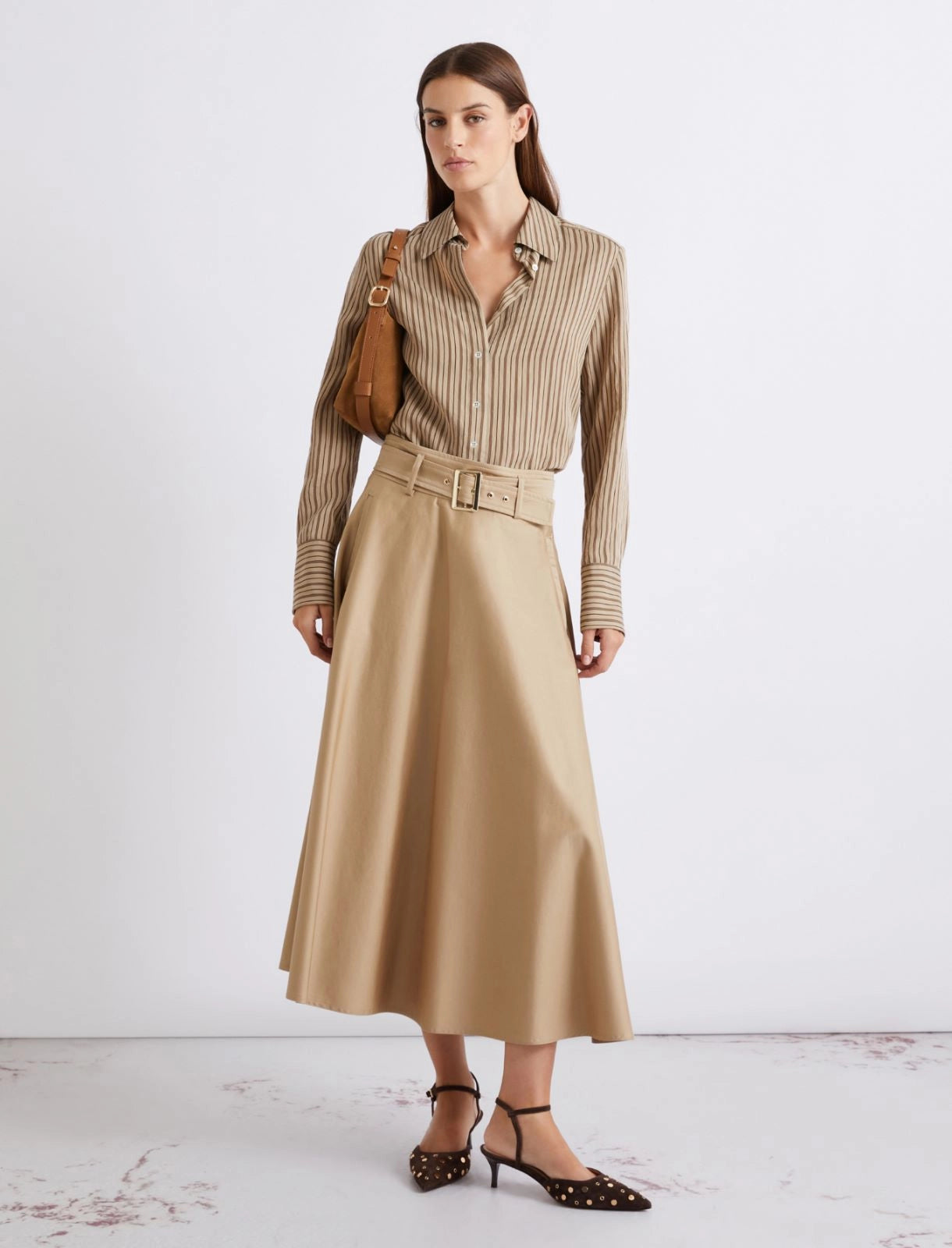 MRL-2613101101 MLLTAPPETO TAN BELT SKIRT