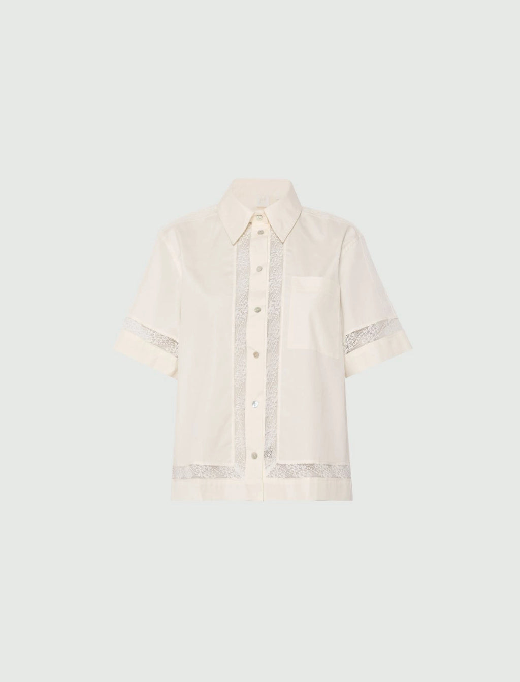 MRL-2613111055 MLMWHISKY IVORY LACE TRIM BLOUSE