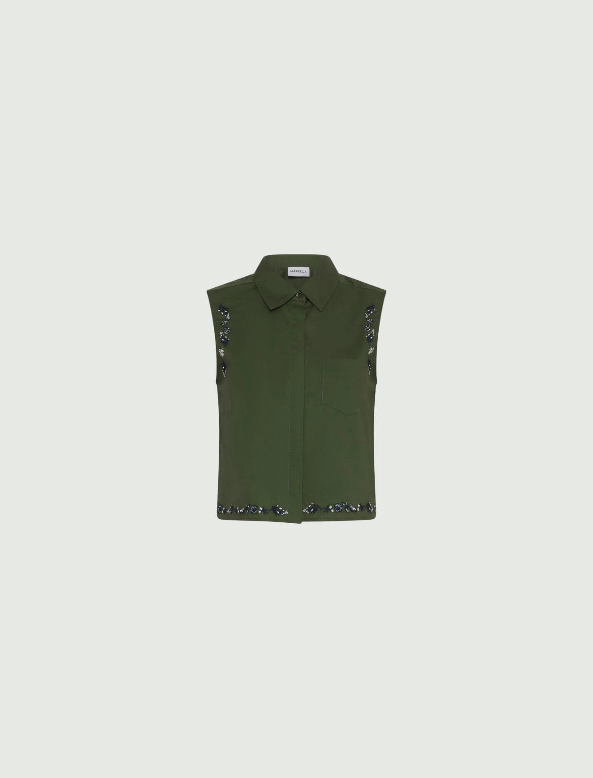 MRL-251316110 SAVOIA DARK GREEN SLEEVELESS BLOUSE