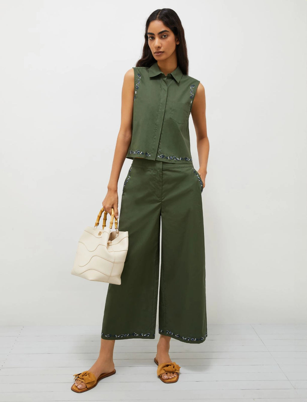 MRL-251316110 SAVOIA DARK GREEN SLEEVELESS BLOUSE