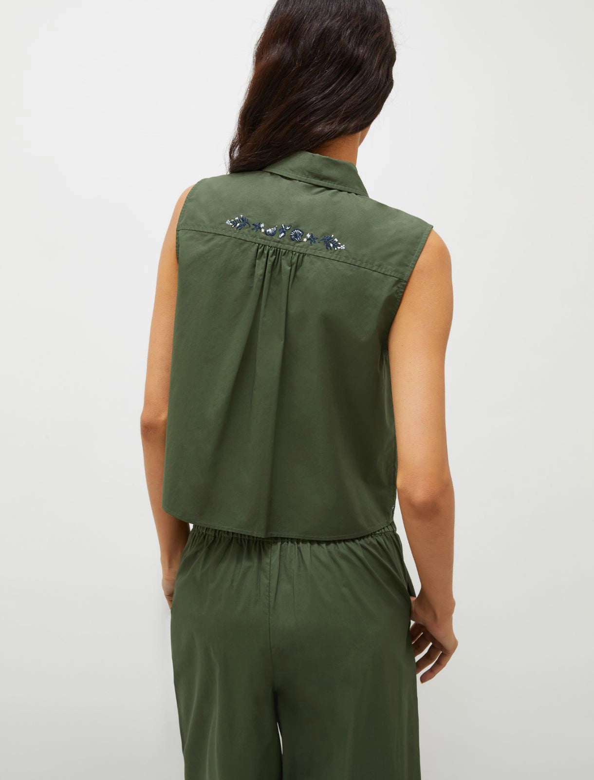 MRL-251316110 SAVOIA DARK GREEN SLEEVELESS BLOUSE