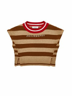 PHK-I9F301 BROWN STRIPED LOGO VEST