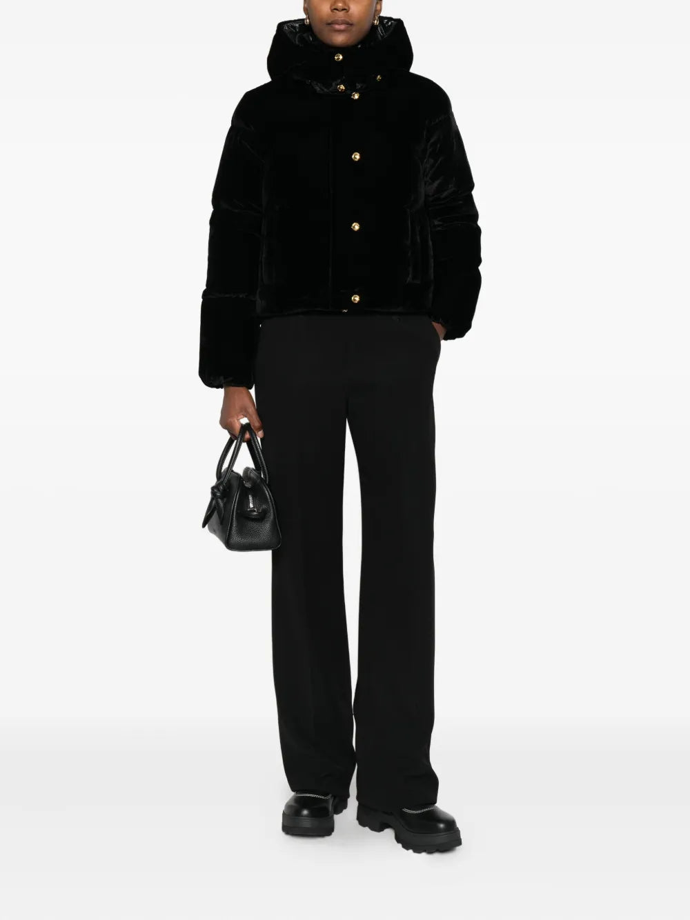 ELS-PI82D56 BLACK VELVET DOWN JACKET