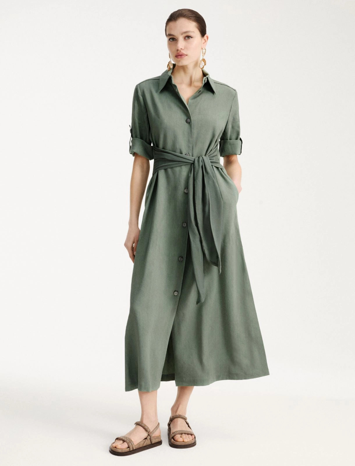 MRL-26132225 MLMMACINA IVORY TIE DRESS