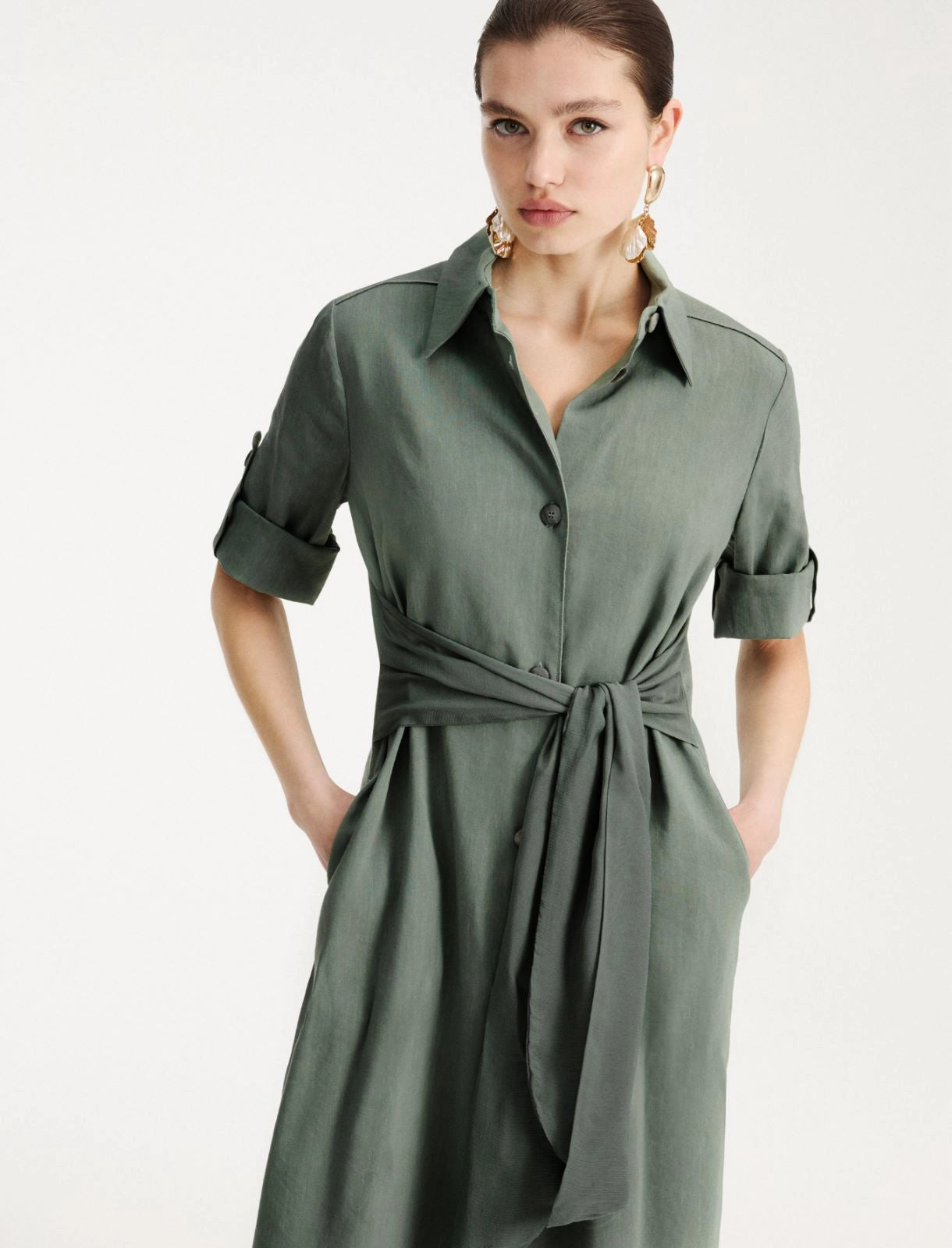 MRL-26132225 MLMMACINA IVORY TIE DRESS