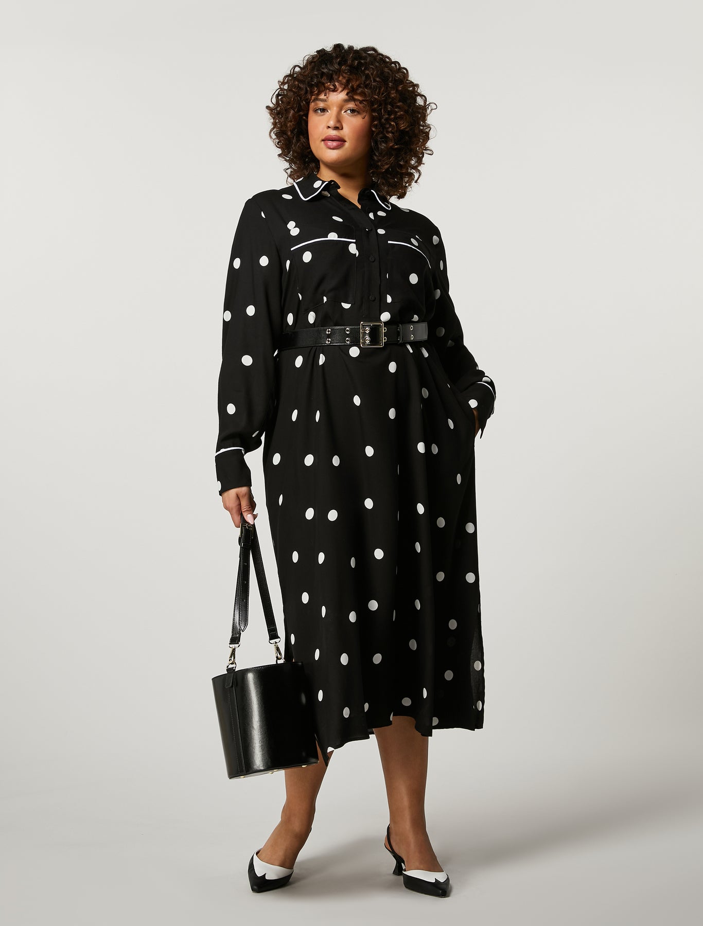 PER-1700 MOGOL BLK POLKA DOT DRESS