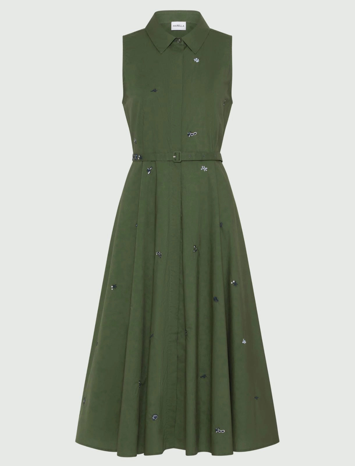 MRL-251322122 ENSIGN GREEN EMBROIDERED DRESS