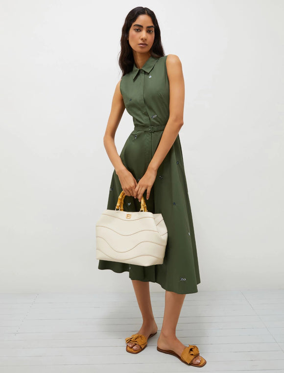 MRL-251322122 ENSIGN GREEN EMBROIDERED DRESS