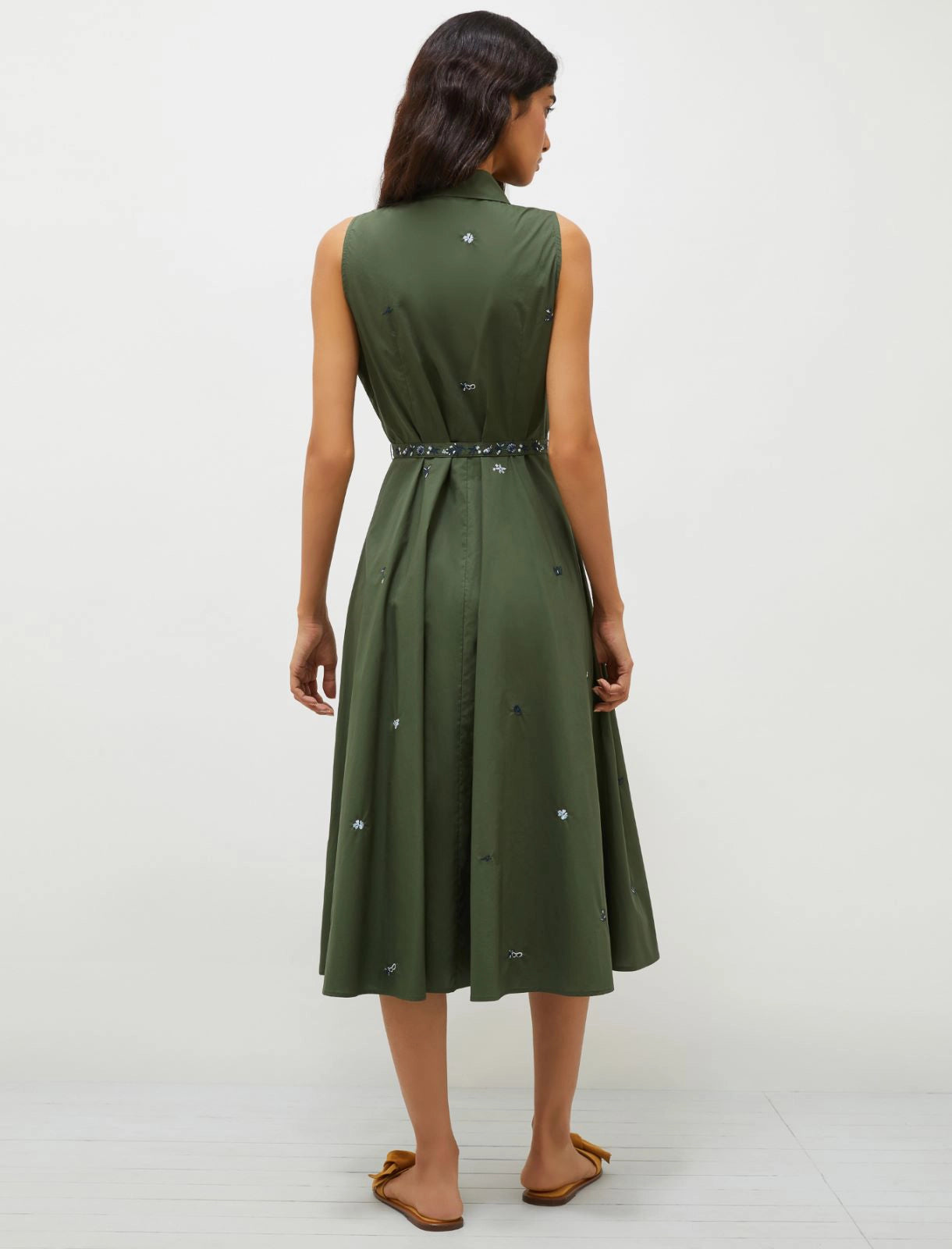 MRL-251322122 ENSIGN GREEN EMBROIDERED DRESS