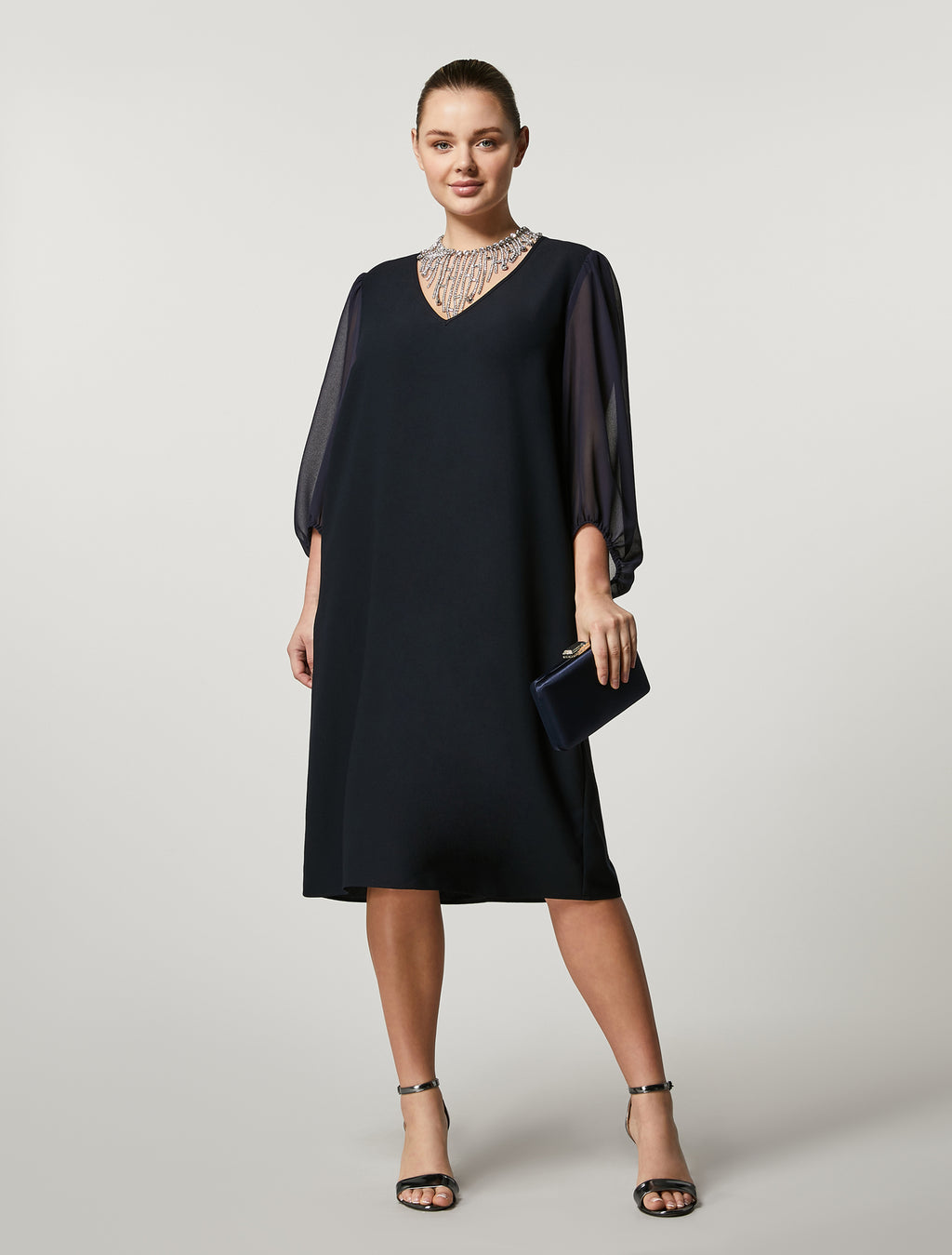 PER-2500 VOLTA BLACK SATIN DRESS