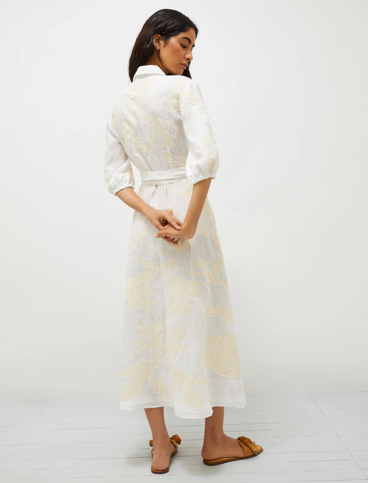 MRL-251322125 NOTA WHITE&BEIGE EMBROIDERY DRESS