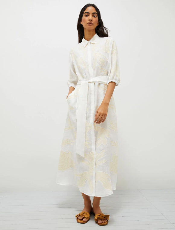 MRL-251322125 NOTA WHITE&BEIGE EMBROIDERY DRESS