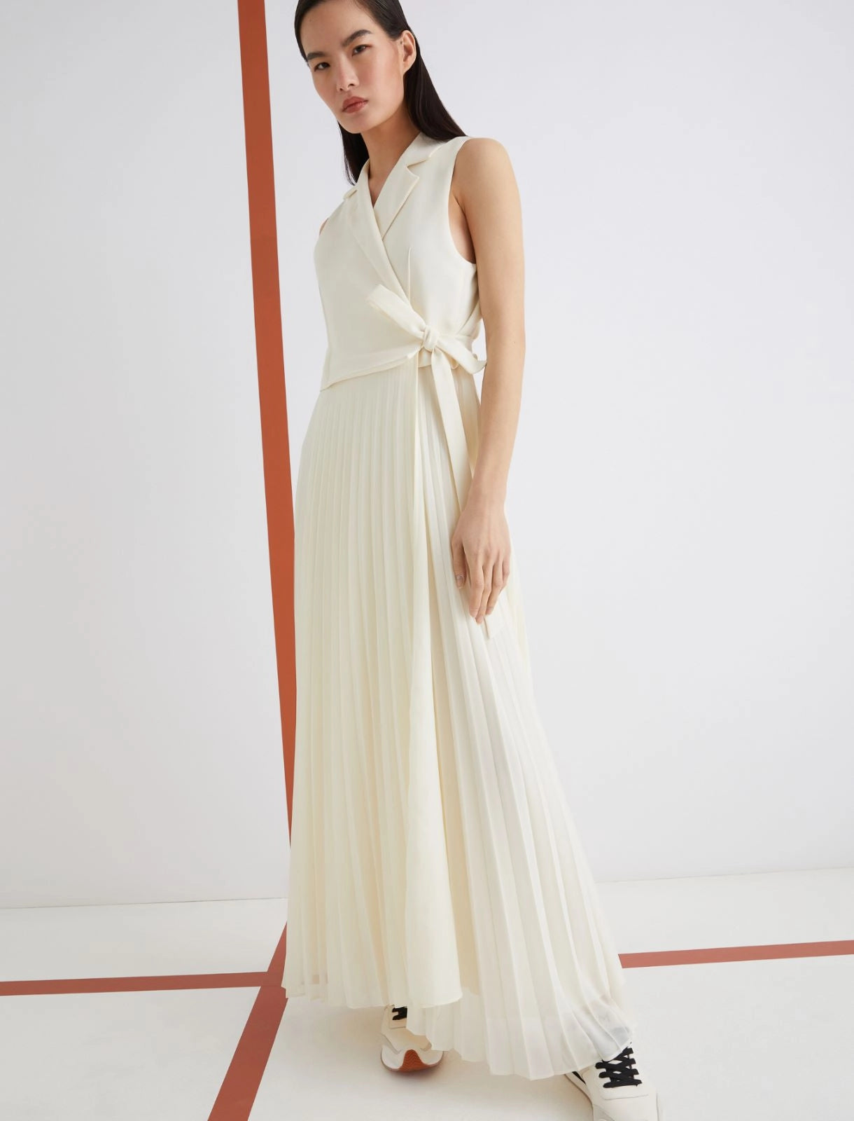 MRL-25232201 STATUA IVORY WRAP PLEATED DRESS