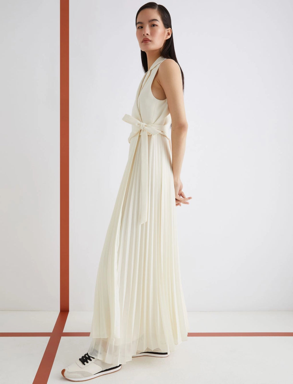 MRL-25232201 STATUA IVORY WRAP PLEATED DRESS