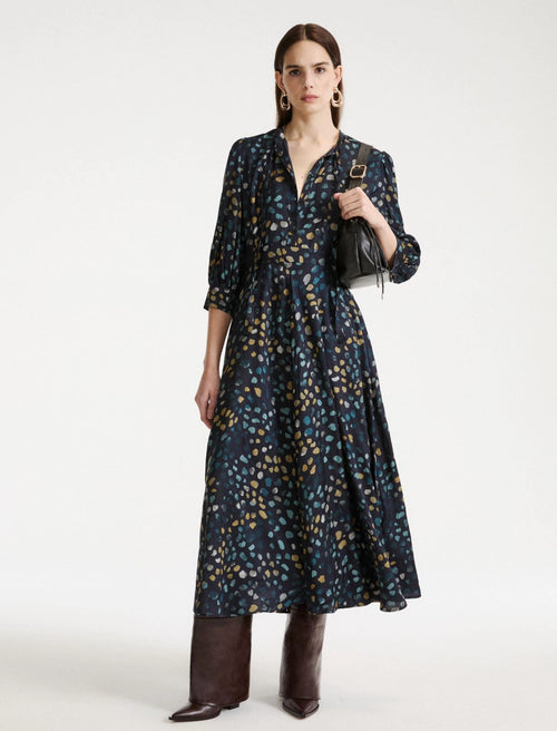 MRL-2623226211 MLLFULCRO NAVY PEBBLES DRESS