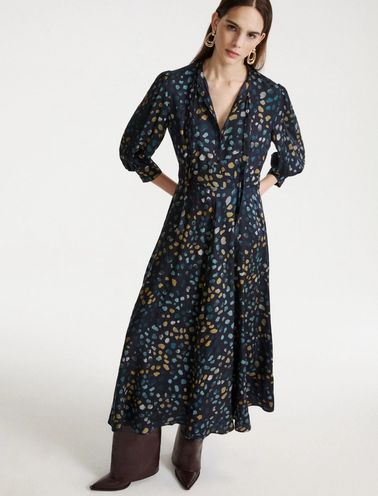 MRL-2623226211 MLLFULCRO NAVY PEBBLES DRESS