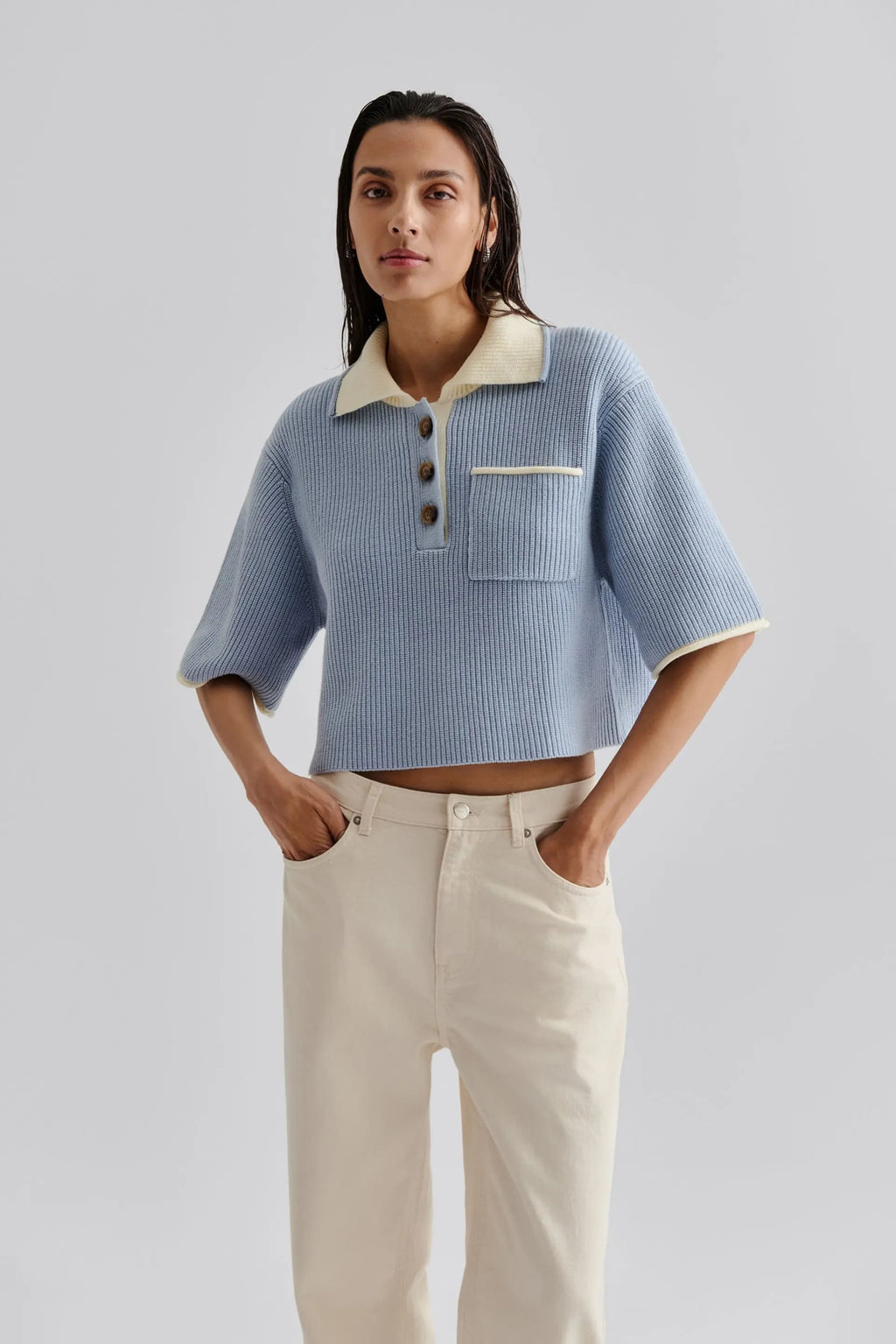 BYM-122448347 CARMELIA BLUE&BEIGE TOP