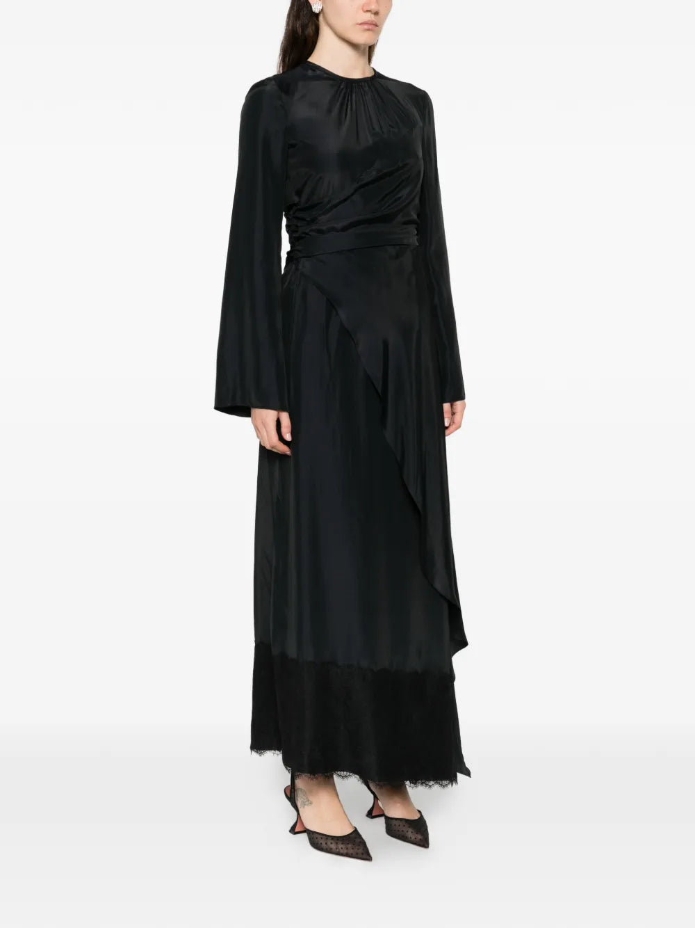 MSC-A0470 BLACK RUCHED DRESS