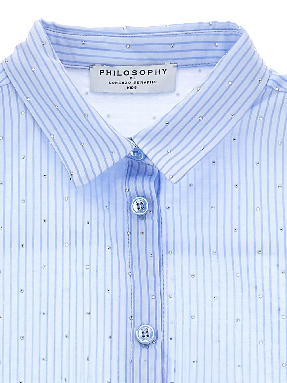 PHK-I1G313 BLUE STRIPED STONES BLOUSE