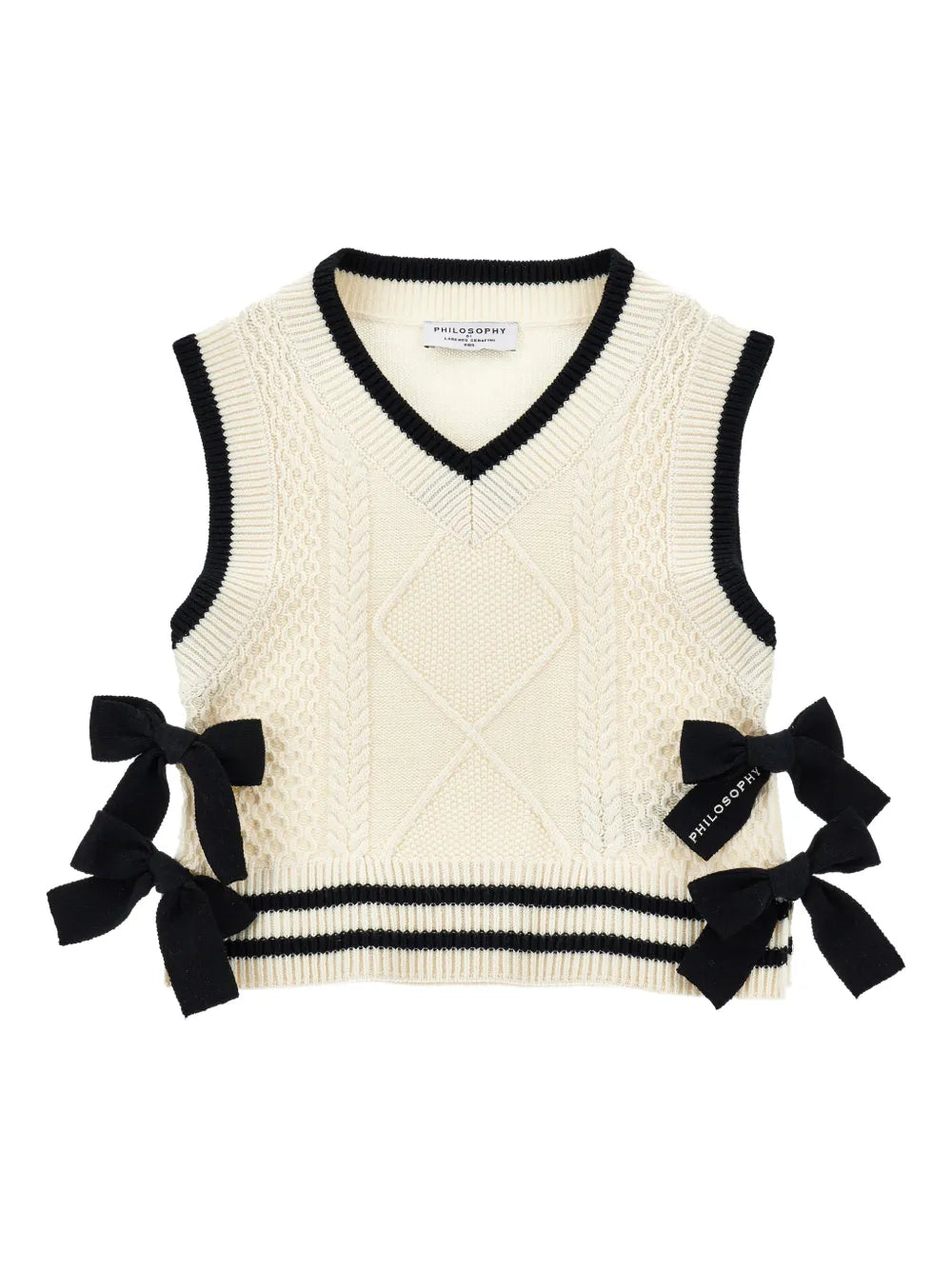 PHK-19G306 IVORY&BLACK BOW VEST