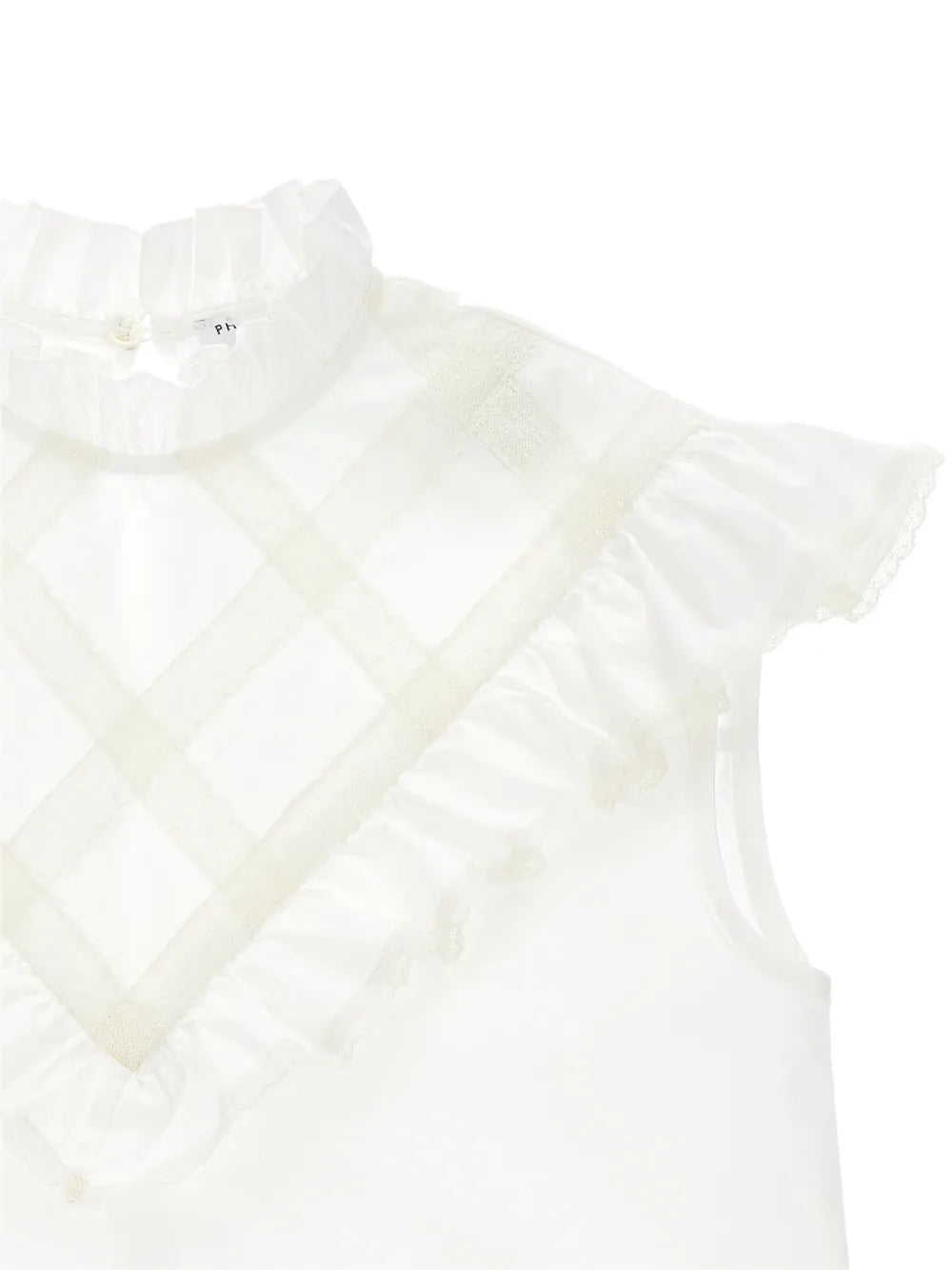 PHK-I1G303 IVORY SLEEVELESS LACE BLOUSE