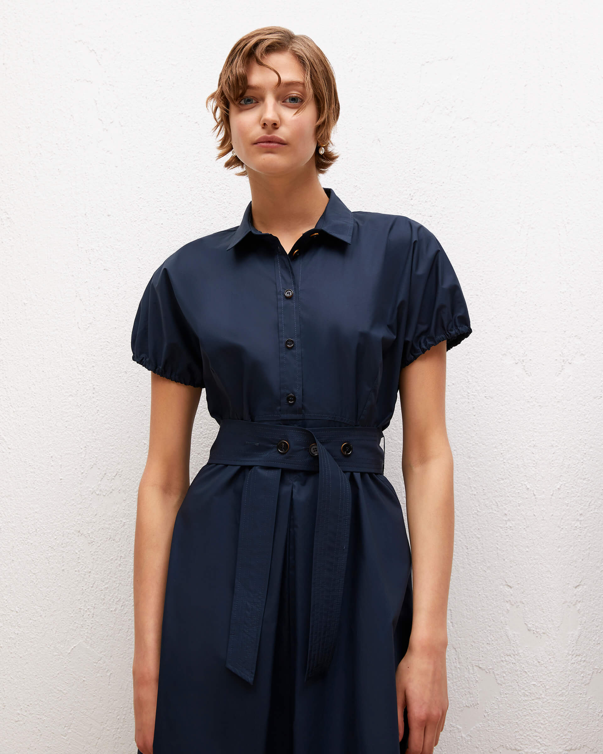 cotton midi shirt dress