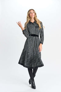MIZ-332250 BLACK&GOLD CHAIN DRESS