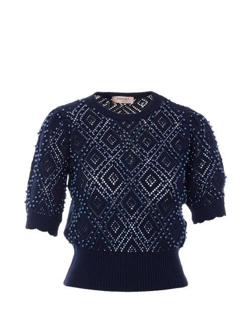 TWS-261TP3201 NAVY ARGYLE PEARL TOP