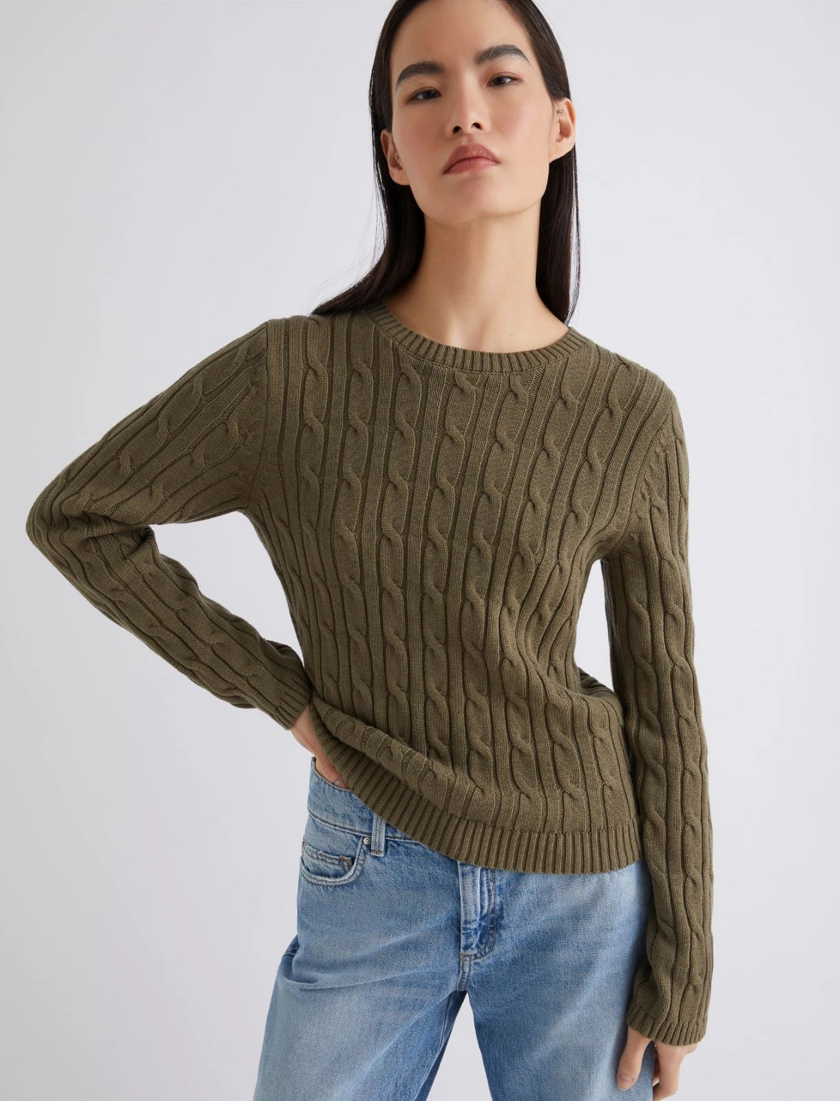 MRL-252336630 CALIBRI IVORY CABLE KNIT TOP