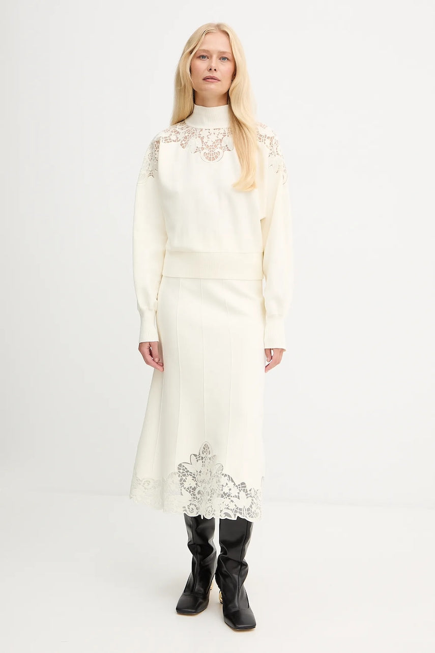 TWS-252TP3406 IVORY LACE KNIT TOP