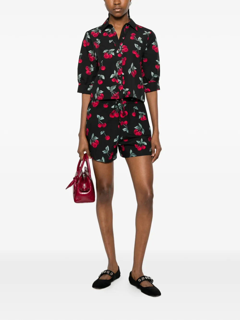 TWS-261TT2593 BLACK&RED CHERRY BLOUSE