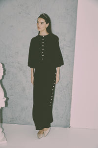 NOI-3423 BLACK DIAMANTE BUTTON DRESS