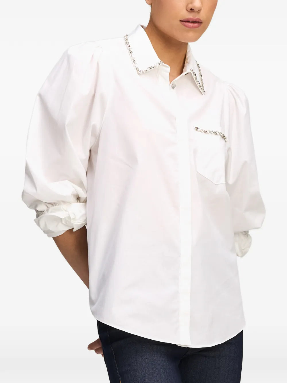 CQS-ZW2282A9321Z WHITE BEADED PUFF SLEEVE BLOUSE X
