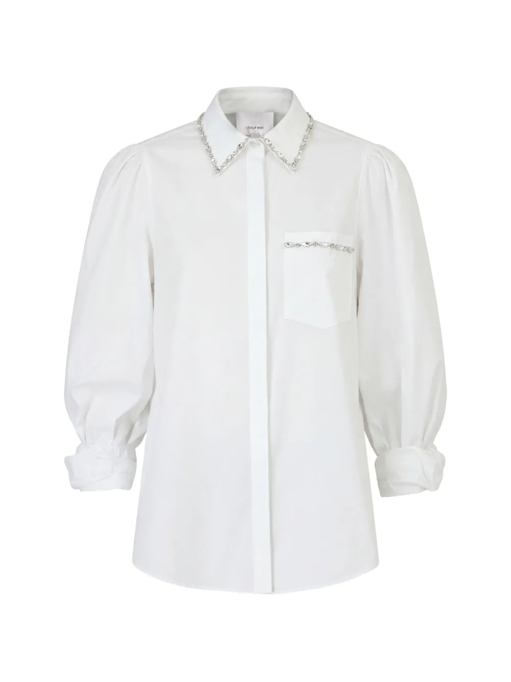 CQS-ZW2282A9321Z WHITE BEADED PUFF SLEEVE BLOUSE X