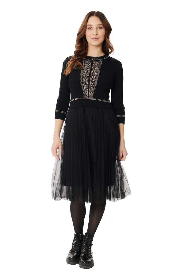 DRY-A312019 BLACK&BEIGE DRESS