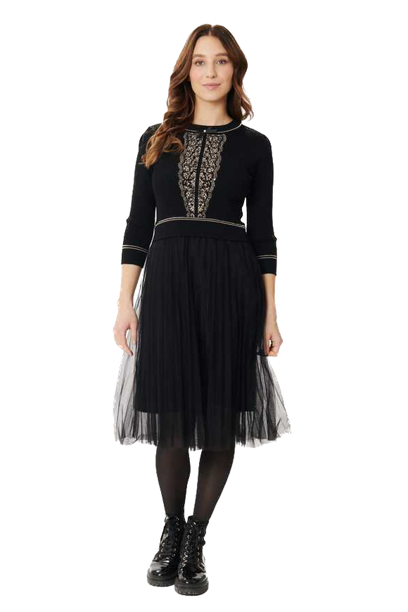 DRY-A312019 BLACK&BEIGE DRESS