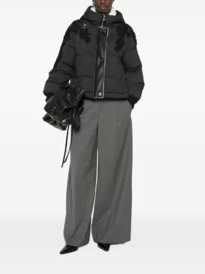 ERF-D49EA010EX5 BLACK EMBROIDERED PUFFER JACKET