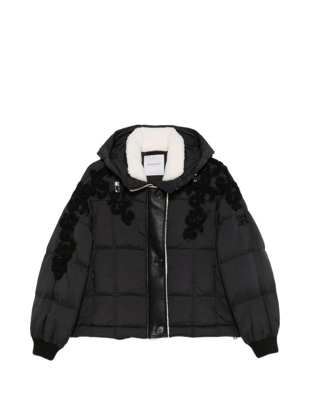 ERF-D49EA010EX5 BLACK EMBROIDERED PUFFER JACKET