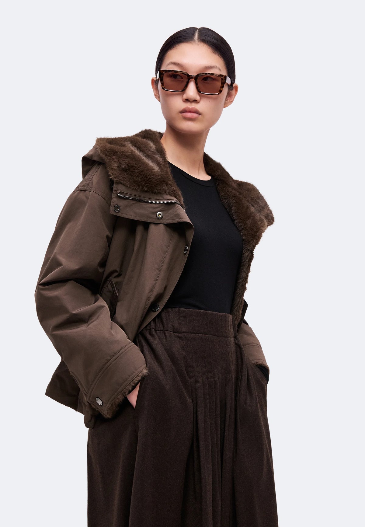 WKD-262510603 WKDOVEST BROWN WOOL SKIRT