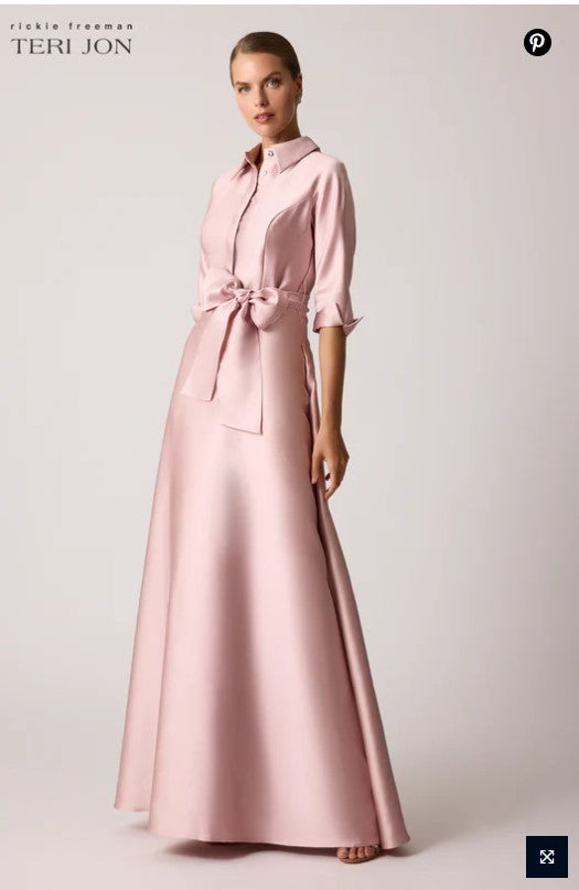 TRJ-25906 LIGHT PINK SATIN GOWN