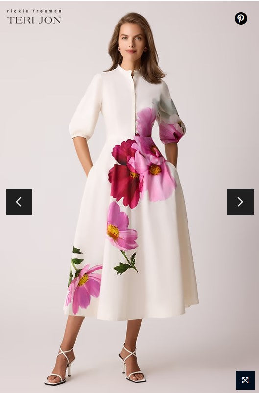 TRJ-25838 IVORY FLORAL BOLD DRESS