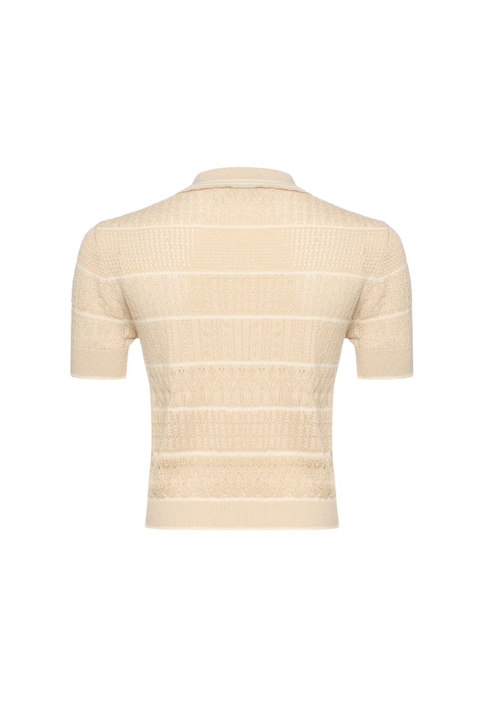 ERF-D48EM031E83 BEIGE CROCHET POLO TOP