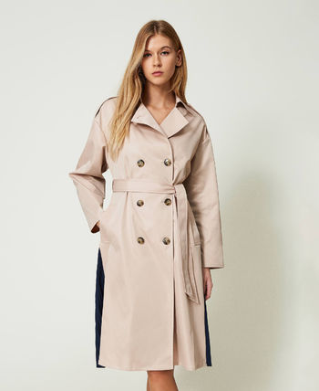TWS-241LL2DLL BEIGE & NAVY PLEATEDCOAT