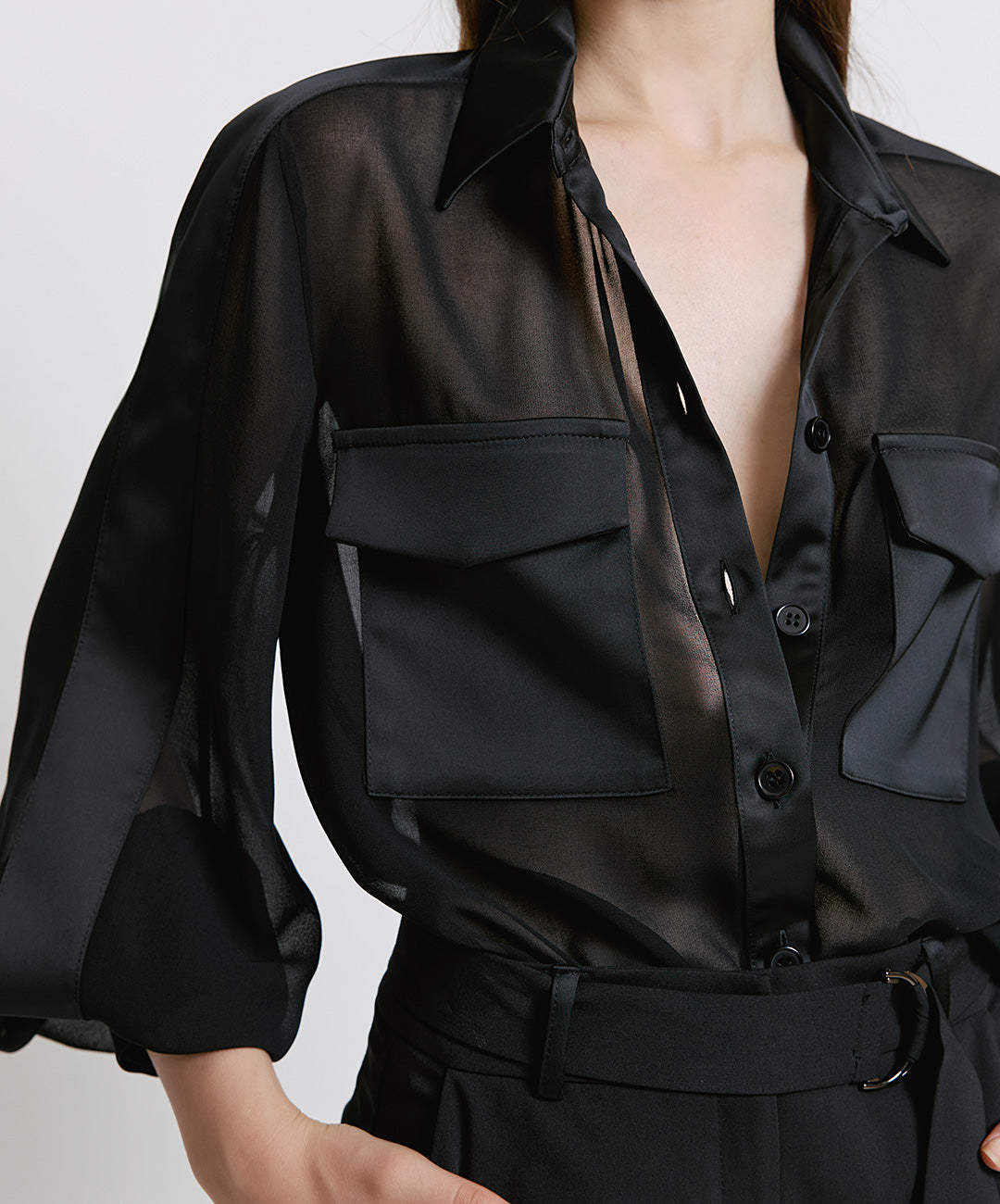 ACC-44-7031-528 BLACK ORGANZA BLOUSE