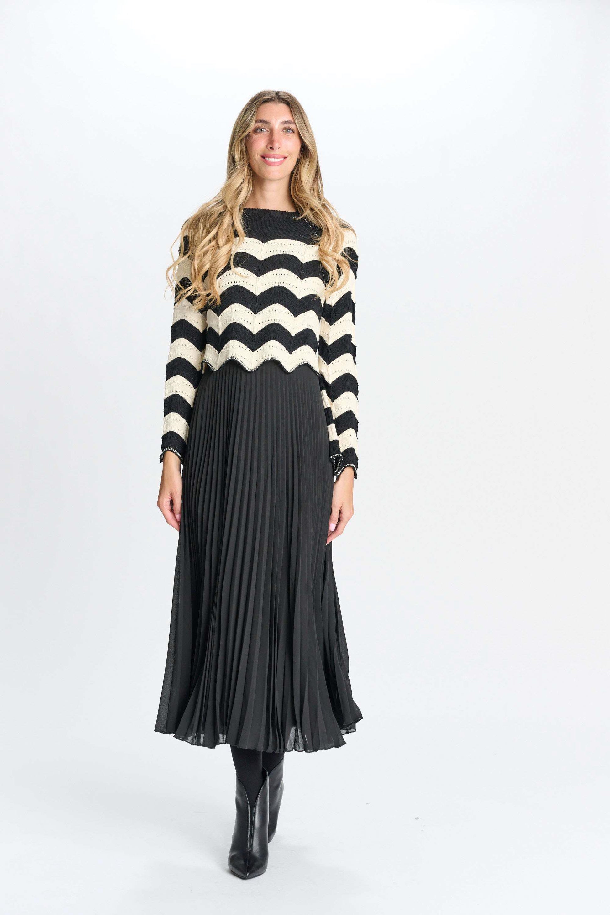MIZ-442984 BLACK&CREAM DRESS SET