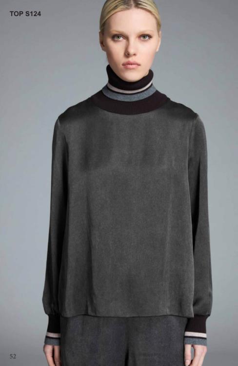 TRC-S124 GREY HIGH NECK KNIT TOP