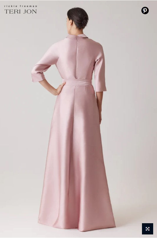 TRJ-25906 LIGHT PINK SATIN GOWN