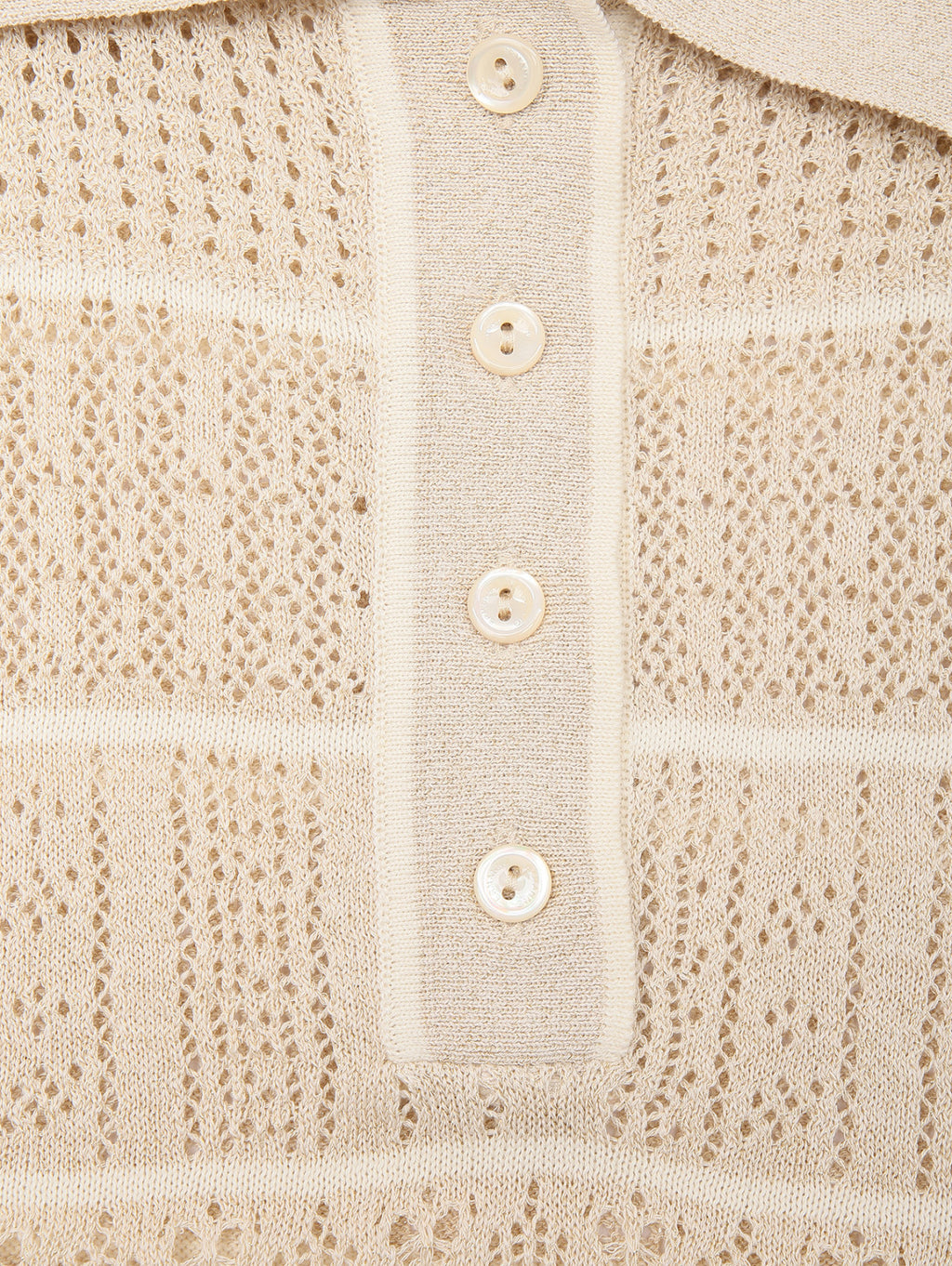 ERF-D48EM031E83 BEIGE CROCHET POLO TOP