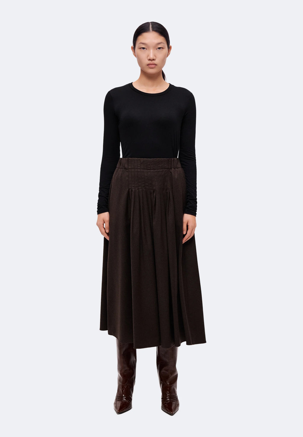 WKD-262510603 WKDOVEST BROWN WOOL SKIRT