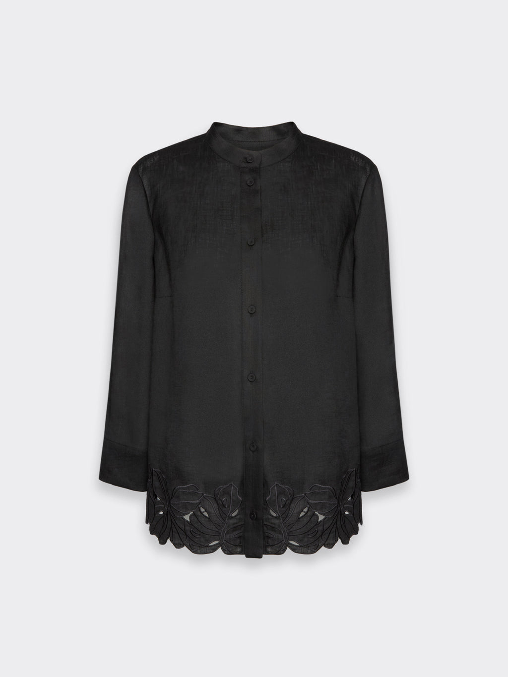 ELM-5009P000302N BLACK EMBROIDERED LINEN SHIRT
